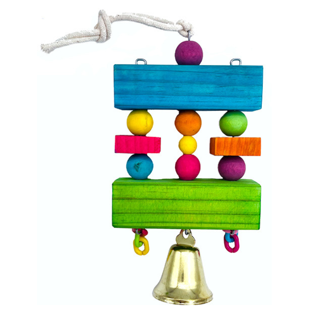 Sprogley Bird Toys – Bird Perch with Beads & Bell