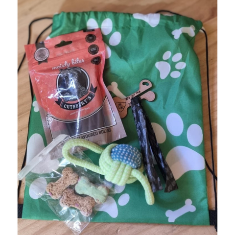 Doggy Drawstring Bags With Goodies