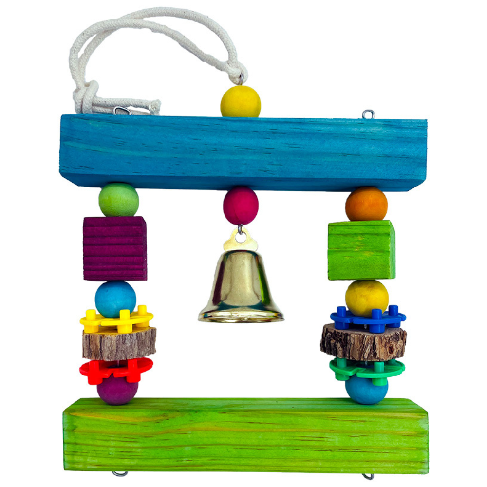 Sprogley Bird Toys – Bird Perch with Centre Bell